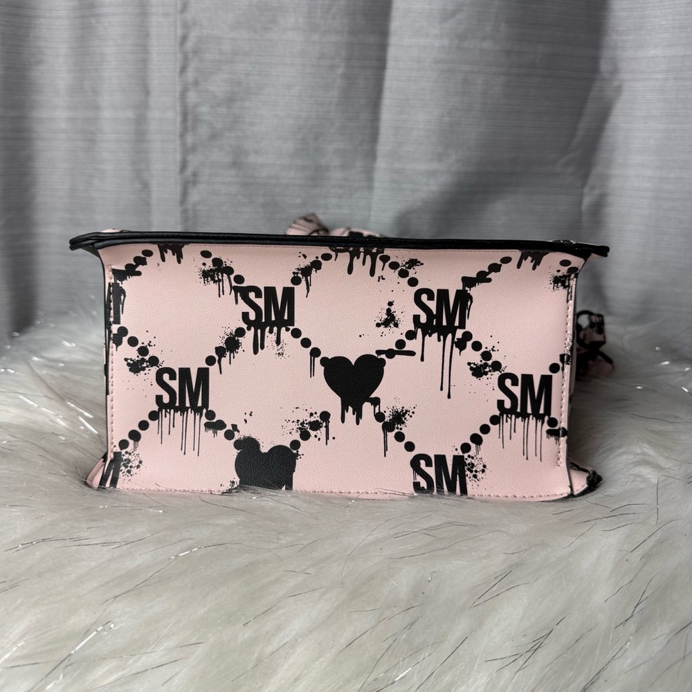 STEVE MADDEN Lilac Pink Dripping Hearts Satchel Crossbody Bag - Picture 7 of 10